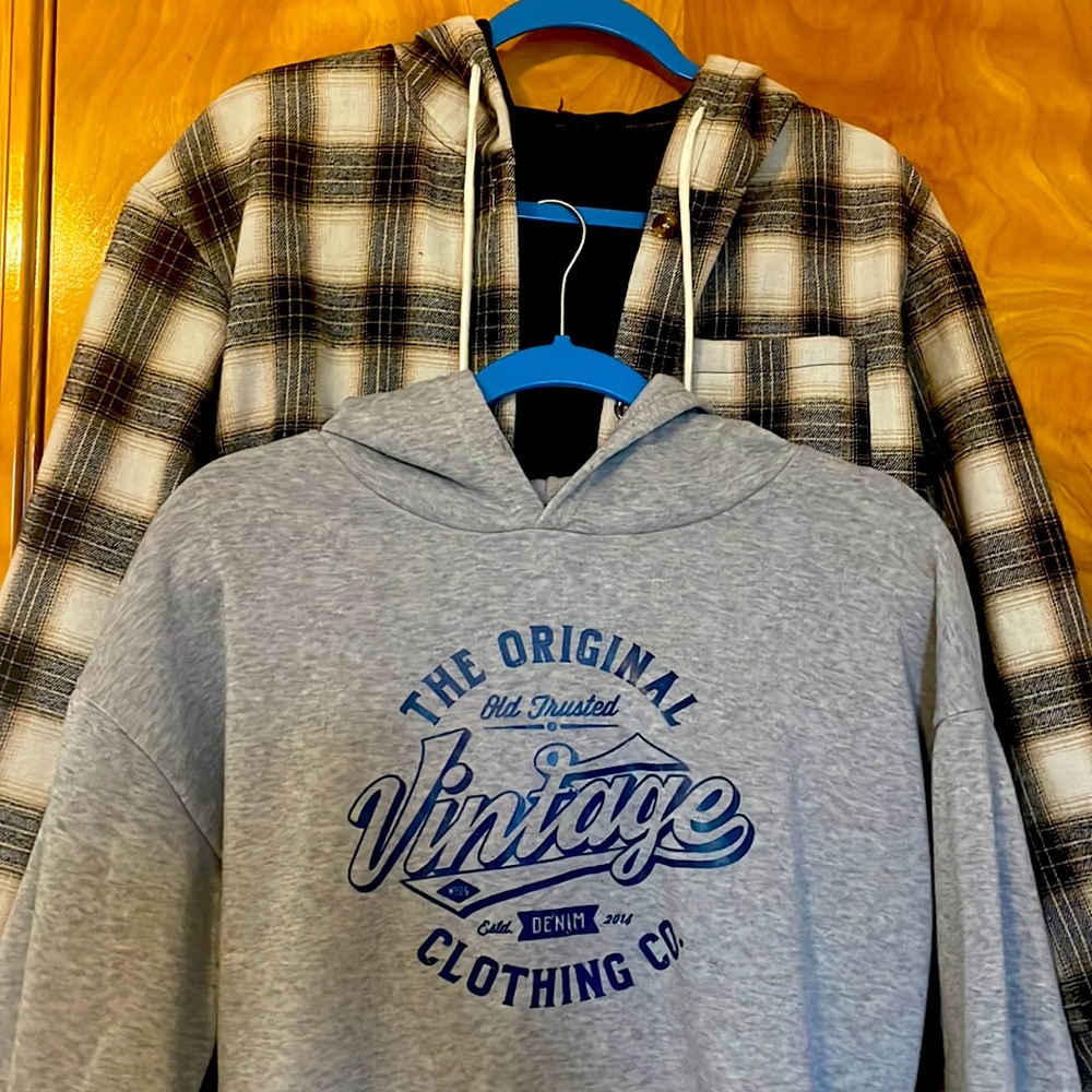 Lot of 2- Hoody-Flannel Button down Hoody